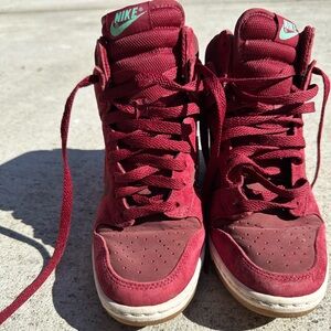 Nike Women's Burgundy High-Top Wedge Sneakers